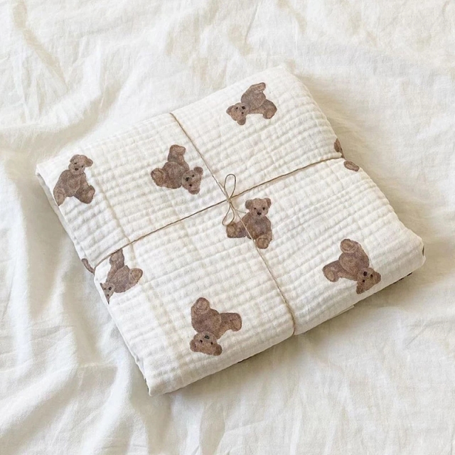 Bear Print Muslin Swaddle Blanket