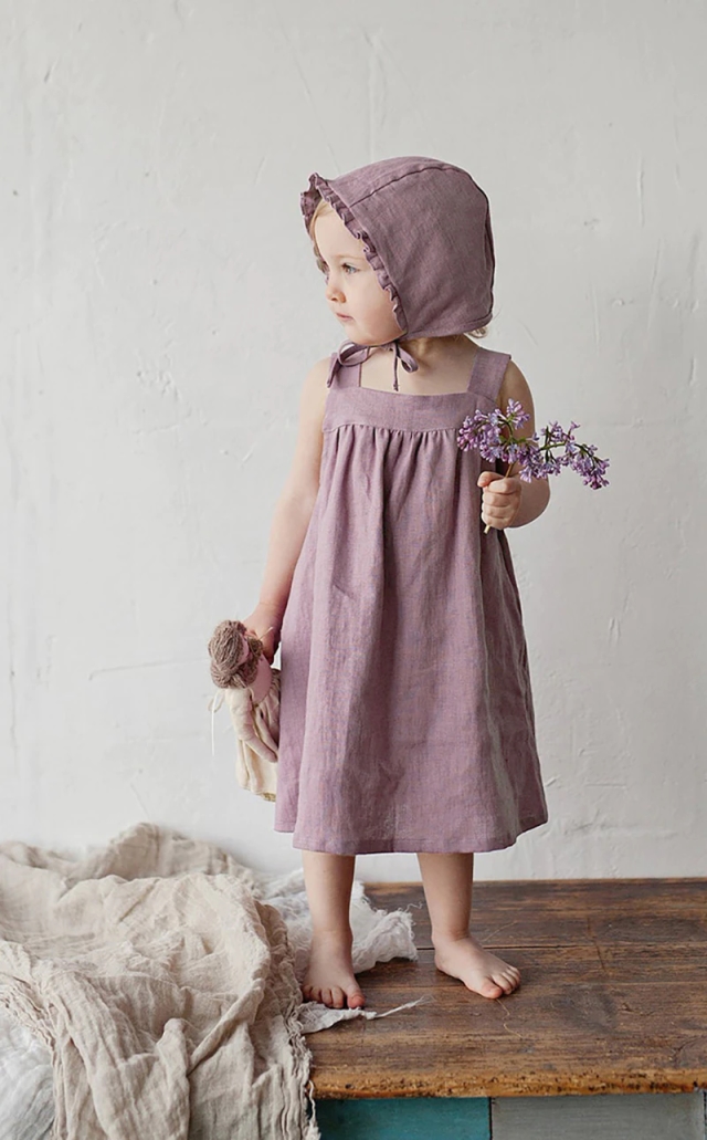 Girls' Casual Linen Summer Dress