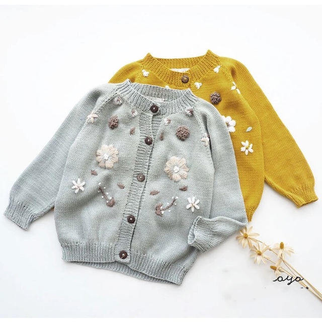 Enkeli BB Vintage Embroidered Winter Cardigan for Girls